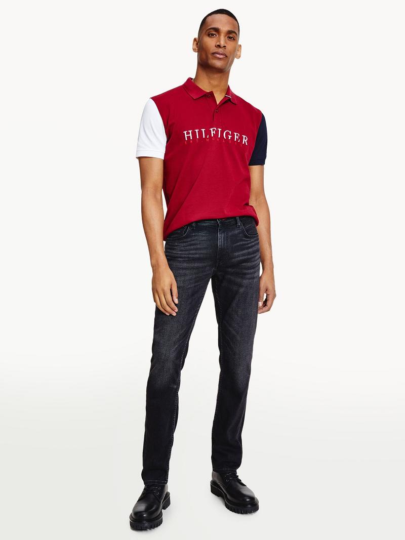 Férfi Tommy Hilfiger Denton straight fit wash Farmer Nadrág Fekete | HU 1148OKI